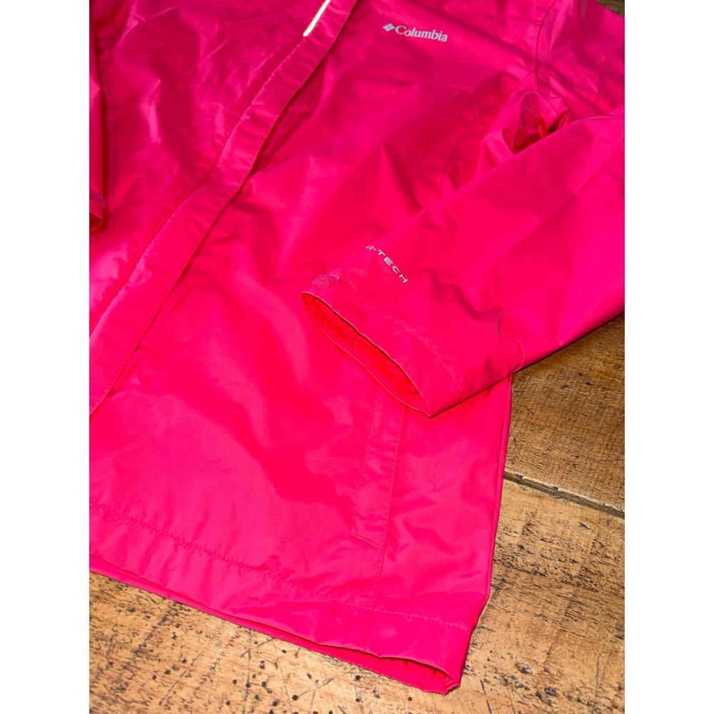 Columbia Omni Tech Girls Hot Pink Full Zip Hooded Windbreaker Jacket Size 18/20 - Picture 2 of 10